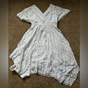 White Textured Lace Dress